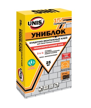 Клей для ячеистового бетона (для газосиликатных блоков) Юнис Униблок (Unis Униблок) 25 кг